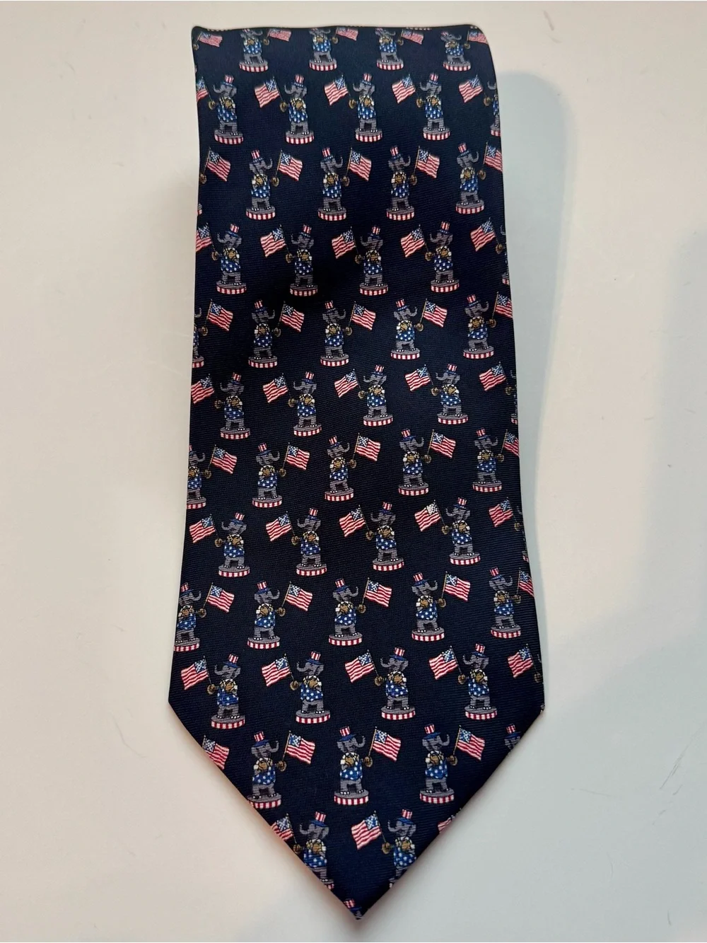 Museum Artifacts SILK TIE NECKTIE Elephant USA Flag Republican Party Politics